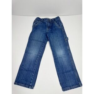 Cat & Jack Carpenter Jeans Boys 5 Blue Denim Relaxed Fit Hammer Loop Straight